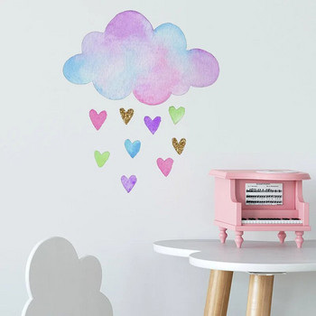 Многоцветен облак, любов, сърце, дъжд Направи си сам стикери за стена за спалня, хол, детска стая, детска градина, декорация на стени Декорация на дома