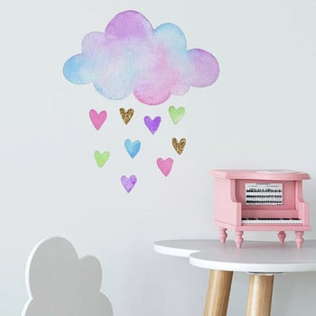 Πολύχρωμα Cloud Love Heart Rain DIY αυτοκόλλητα τοίχου για υπνοδωμάτιο Σαλόνι Παιδικό δωμάτιο Νηπιαγωγείο Διακόσμηση τοίχου σπιτιού