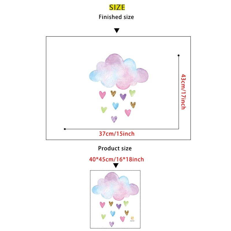 Többszínű Felhő Szerelem Szív Eső Barkács fali matricák Hálószoba Nappali Gyerekszobák Óvoda fali dekoráció Lakásdekoráció