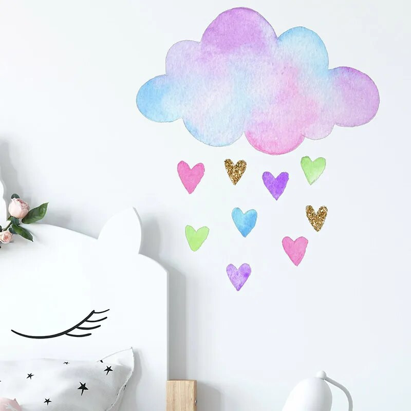 Többszínű Felhő Szerelem Szív Eső Barkács fali matricák Hálószoba Nappali Gyerekszobák Óvoda fali dekoráció Lakásdekoráció