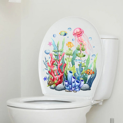 T30# Ζώα βυθού Κοράλλια Υδρόβια φυτά Αυτοκόλλητο τοίχου Διακόσμηση μπάνιου τουαλέτας Ντουλάπα σαλονιού Διακοσμητικά χαλκομανίες