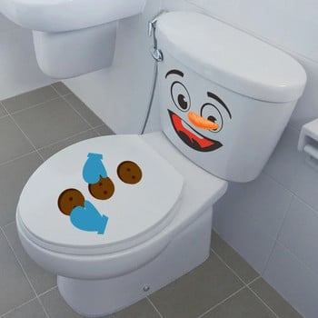 Нови коледни странни креативни стикери за тоалетна имитация на 3D снежен човек стикери за стена стикери за декорация на тоалетна