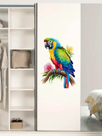 T321# Αυτοκόλλητο τοίχου παπαγάλος ζωγραφισμένο στο χέρι Διακόσμηση μπάνιου τουαλέτας Ντουλάπι σαλονιού Ψυγείο Αυτοκόλλητα σπιτιού