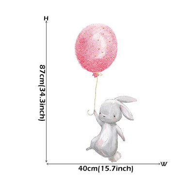 Akvareļu rozā balonu zaķa mākoņu sienas uzlīmes bērnu istabai bērnu istabas dekorēšanai sienu uzlīmes zēniem un meitenēm dāvanas PVC