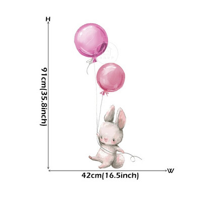 Akvareļu rozā balonu zaķa mākoņu sienas uzlīmes bērnu istabai bērnu istabas dekorēšanai sienu uzlīmes zēniem un meitenēm dāvanas PVC