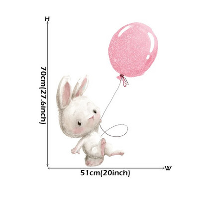 Akvareļu rozā balonu zaķa mākoņu sienas uzlīmes bērnu istabai bērnu istabas dekorēšanai sienu uzlīmes zēniem un meitenēm dāvanas PVC