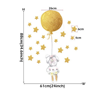 Akvareļu rozā balonu zaķa mākoņu sienas uzlīmes bērnu istabai bērnu istabas dekorēšanai sienu uzlīmes zēniem un meitenēm dāvanas PVC