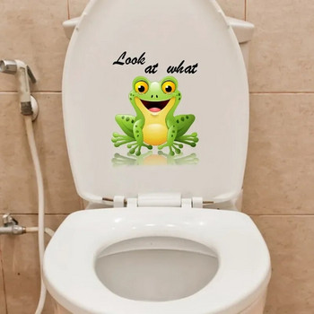 Сладка жаба Стикер за тоалетна Карикатура Животни Стикер за стена Тоалетна Декоративна всекидневна Спалня Стикер за стена Ресторант