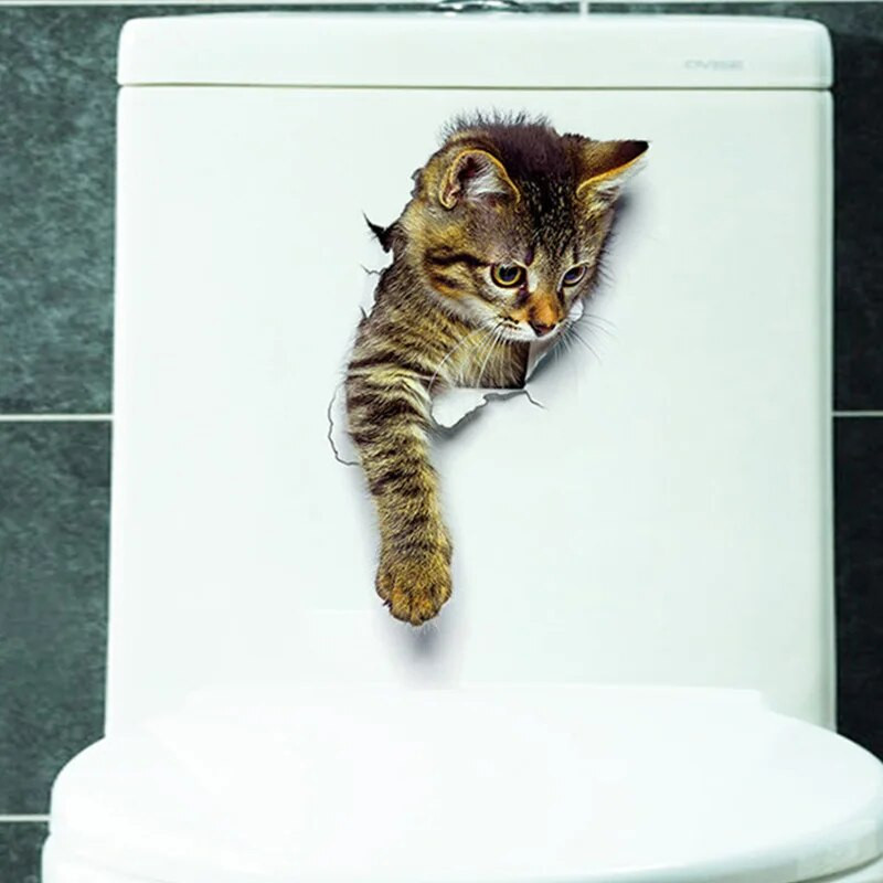 3 vnt. 3D sienų lipdukai Stereofono tapyba Animacinių filmų kačių gyvenamojo kambario apdaila Vidaus namų apstatymo priedai PVC