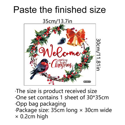 Žalias augalas Kankorėžių šakelė Sienų lipdukai Kalėdų puošmena 2023 Naujųjų Metų dekoras Stiklo lango Durų Lipdukas Namų Plakatas Vinilas