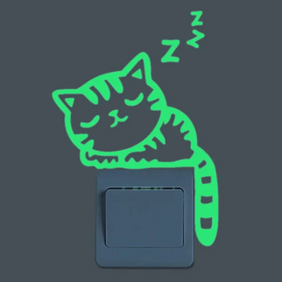 Multfilma Mīlīgs gaismas slēdzis Uzlīme mirdz tumsā Sienas Uzlīmes Mājas dekors Bērnu istabas Noformējums Uzlīme Uzlīme Cat Fairy Moon