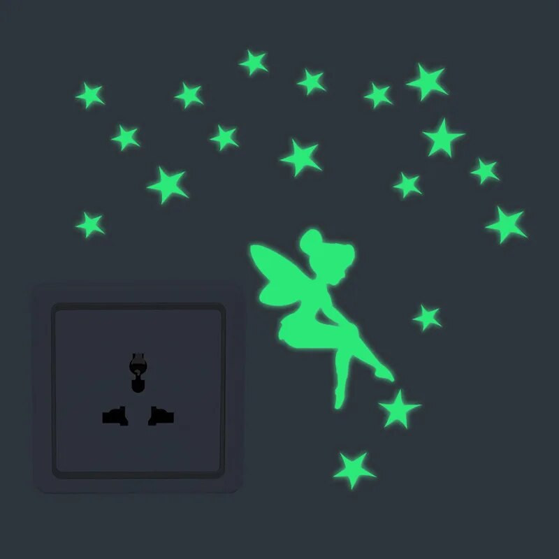 Animacinio filmo mielas šviečiantis jungiklis lipdukas šviečia tamsoje sienoje lipdukai namų dekoras vaikų kambario dekoravimas lipdukas kačių fėja mėnulis