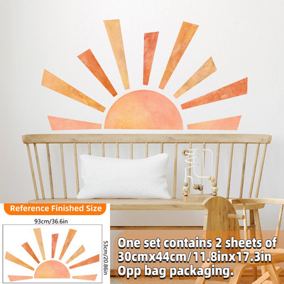 Boho saules sienas uzlīmes, lielas pussauļotas sienas uzlīmes, saules staru sienas dekors zēniem, meitenēm, bērniem guļamistaba, viesistaba, bērnudārza klase