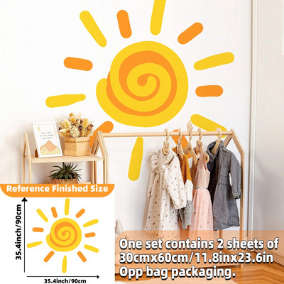 Boho saules sienas uzlīmes, lielas pussauļotas sienas uzlīmes, saules staru sienas dekors zēniem, meitenēm, bērniem guļamistaba, viesistaba, bērnudārza klase