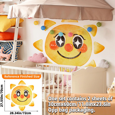 Boho saules sienas uzlīmes, lielas pussauļotas sienas uzlīmes, saules staru sienas dekors zēniem, meitenēm, bērniem guļamistaba, viesistaba, bērnudārza klase