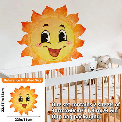 Boho saules sienas uzlīmes, lielas pussauļotas sienas uzlīmes, saules staru sienas dekors zēniem, meitenēm, bērniem guļamistaba, viesistaba, bērnudārza klase