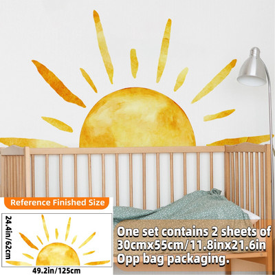 Boho saules sienas uzlīmes, lielas pussauļotas sienas uzlīmes, saules staru sienas dekors zēniem, meitenēm, bērniem guļamistaba, viesistaba, bērnudārza klase