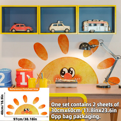 Boho saules sienas uzlīmes, lielas pussauļotas sienas uzlīmes, saules staru sienas dekors zēniem, meitenēm, bērniem guļamistaba, viesistaba, bērnudārza klase