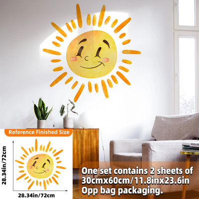 Boho saules sienas uzlīmes, lielas pussauļotas sienas uzlīmes, saules staru sienas dekors zēniem, meitenēm, bērniem guļamistaba, viesistaba, bērnudārza klase