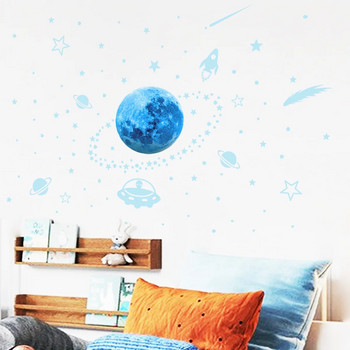Αυτοκόλλητα τοίχου με φωτεινά αστέρια σελήνης λάμπουν στο σκοτάδι Τρισδιάστατο αστέρι με κουκκίδες φυσαλίδων για διακόσμηση οροφής παιδικού δωματίου στο σπίτι Φθορίζοντα αυτοκόλλητα τοίχου