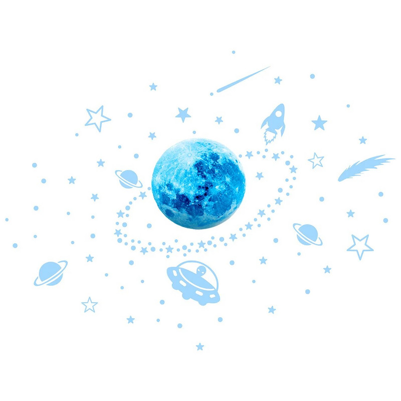 Gaismas Mēness zvaigžņu sienas uzlīmes mirdz tumsā 3D burbuļu punktveida zvaigzne mājas bērnu istabas griestu dekoram dienasgaismas sienas uzlīmes