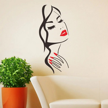 Σαλόνι ομορφιάς Αυτοκόλλητα τοίχου Μανικιούρ χεριών Σαλόνι νυχιών Όμορφη κοπέλα Πρόσωπο Τοίχου Αφίσες με αυτοκόλλητα τέχνης Σαλόνι Διακόσμηση σπιτιού
