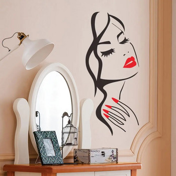 Σαλόνι ομορφιάς Αυτοκόλλητα τοίχου Μανικιούρ χεριών Σαλόνι νυχιών Όμορφη κοπέλα Πρόσωπο Τοίχου Αφίσες με αυτοκόλλητα τέχνης Σαλόνι Διακόσμηση σπιτιού