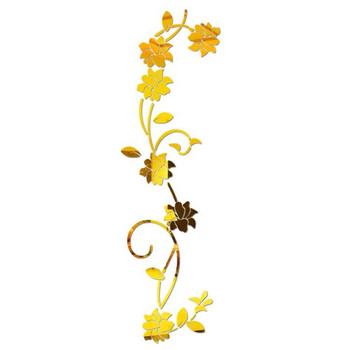 Αυτοκόλλητο τοίχου 3D καθρέφτη Flower Art Αφαιρούμενο Ακρυλικό Τοιχογραφικό Αυτοκόλλητο Διακόσμηση σπιτιού Χρυσό Ασημί Μαύρο Διακόσμηση μπάνιου υπνοδωματίου