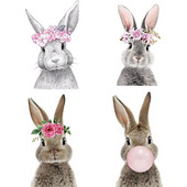 Three Ratels QCF36 Mielas triušiukas, juokingas gyvūnas, lipdukas vaikų kambario dekoravimas šaldytuvo tualeto lipdukai