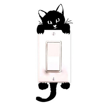 Αυτοκόλλητο Creative Light Switch Cat Παιδικό βρεφικό δωμάτιο DIY Cartoon Cute PVC Mural Wallpaper for Children Διακόσμηση κρεβατοκάμαρας