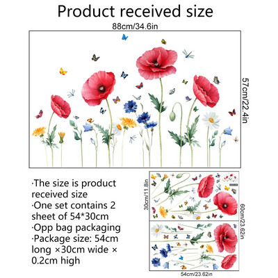 2tk Punase mooniõiega liblikas seinakleebis Elektrostaatiline pasta Aknaklaaspasta Kahepoolne nähtav dekoratiivne seinakleebis