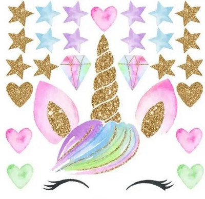 Krāsains puķu dzīvnieks vienradzis sienas uzlīme 3D mākslas uzlīme Bērnu istabas bērnu istabas sienas dekorēšana mājas dekorēšana