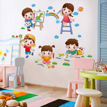 [SHIJUEHEZI] Анимационни детски стикери за стена Декор Направи си сам Облаци Стенописни стикери за детски стаи Бебешка спалня Декорация на дома за детска стая