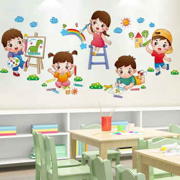 [SHIJUEHEZI] Анимационни детски стикери за стена Декор Направи си сам Облаци Стенописни стикери за детски стаи Бебешка спалня Декорация на дома за детска стая
