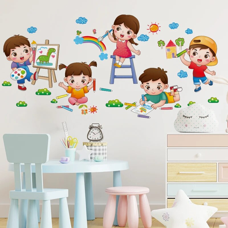 [SHIJUEHEZI] Animaciniai filmukai Vaikų sienų lipdukai Dekoras „Pasidaryk pats“ Debesys „Freetų lipdukai“ Vaikų kambariams Kūdikių miegamojo vaikų darželio namų dekoravimas