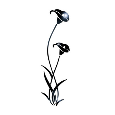 Vinyl Art Tükör fali matrica 3D Akril Könnyű Tükör Virág Művészeti Szobadekor Sliver/Arany/Fekete tükör 3db