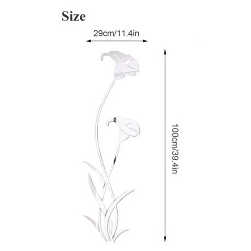 Vinyl Art Tükör fali matrica 3D Akril Könnyű Tükör Virág Művészeti Szobadekor Sliver/Arany/Fekete tükör 3db