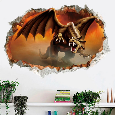 Tyrannosaurus Rex dinozaurų gyvūnai Sienos lipdukai vaikams Kambariai Miegamasis Namų dekoras 3D ryškūs sienų lipdukai PVC freskos meno plakatas