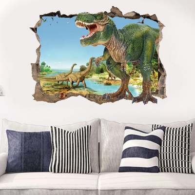 Tyrannosaurus Rex dinozaurų gyvūnai Sienos lipdukai vaikams Kambariai Miegamasis Namų dekoras 3D ryškūs sienų lipdukai PVC freskos meno plakatas