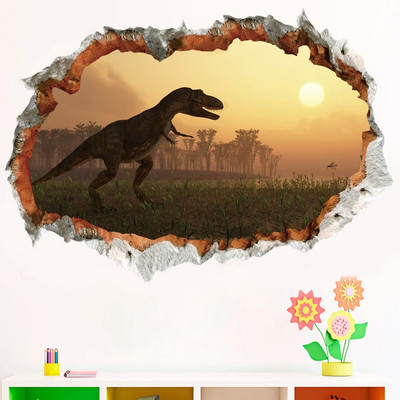 Tyrannosaurus Rex dinozaurų gyvūnai Sienos lipdukai vaikams Kambariai Miegamasis Namų dekoras 3D ryškūs sienų lipdukai PVC freskos meno plakatas