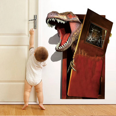Tyrannosaurus Rex dinozaurų gyvūnai Sienos lipdukai vaikams Kambariai Miegamasis Namų dekoras 3D ryškūs sienų lipdukai PVC freskos meno plakatas