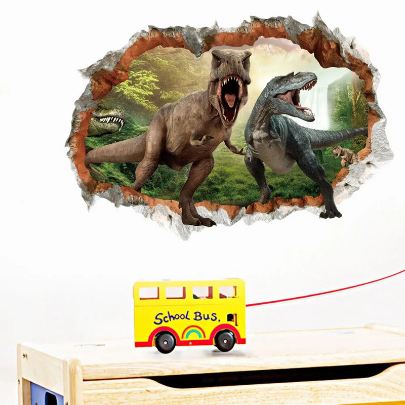 Tyrannosaurus Rex dinozaurų gyvūnai Sienos lipdukai vaikams Kambariai Miegamasis Namų dekoras 3D ryškūs sienų lipdukai PVC freskos meno plakatas
