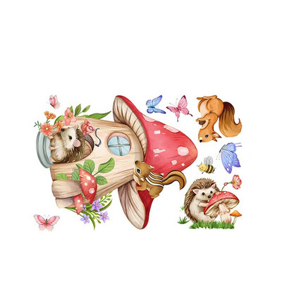 T52# Животни, гъби, пеперуди, стикер за стена, фон за детска стая, декорация на дома, стенопис, тапети за всекидневна, забавна стикера