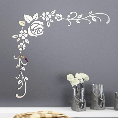 3D Flower Rattan Mirror Αυτοκόλλητα τοίχου Beautify Home Environment Διακόσμηση Αξεσουάρ Κατάλληλα για διακόσμηση υπνοδωματίου σαλονιού