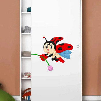 T333# Lovely Ladybug αυτοκόλλητα τοίχου κινουμένων σχεδίων για παιδιά Διακοσμητικά αυτοκόλλητα για παιδικό δωμάτιο Αστεία αυτοκόλλητα αυτοκινήτου