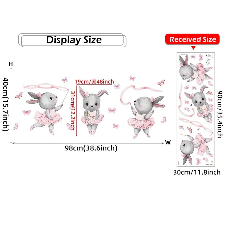 Ar rokām apgleznotas baleta zaķis trusis dejotājs Jauki dzīvnieki Sienas uzlīmes bērnu istabai Meiteņu istabai Sienas uzlīmes Mājas Dekoratīvās PVC