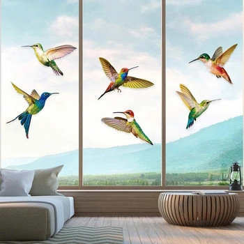 6/8 бр. Hummingbird Window Clings Window Decor Decals Уникално фолио за декорация на прозорци Стикер за прозорци Collision Hummingbird Sticker
