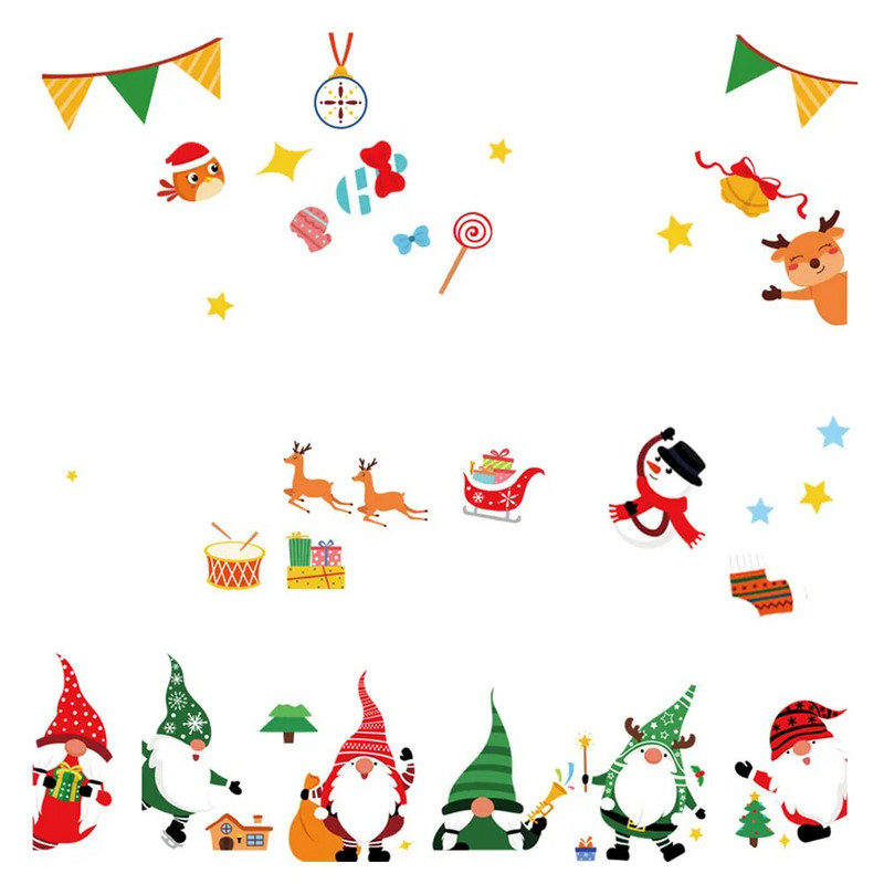 Karikatūra Ziemassvētku vecītis Elektrostatiskā Sienas Uzlīme Stikla Logi Mājas Iekārtojums Priecīgus Ziemassvētkus Dekorācijas Uzlīmes Jaungada tapetes