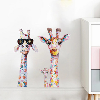 Cool Giraffe Family Цветни стикери за стена за детска стая Подвижни Направи си сам Peel and Stick Decals Декорация на дома за интериора на детската стая