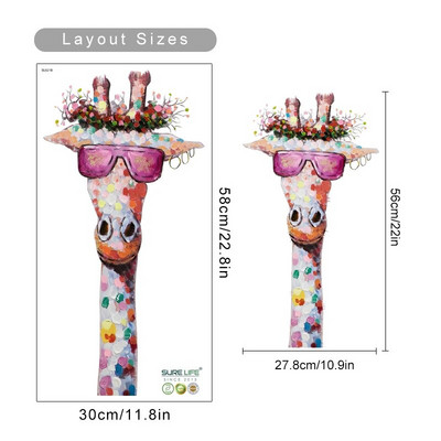 Šaunios žirafų šeimos spalvingi vaikų darželio sienų lipdukai Nuimami „pasidaryk pats“ sienų lipdukai, vaikų kambario interjeras, namų dekoravimas